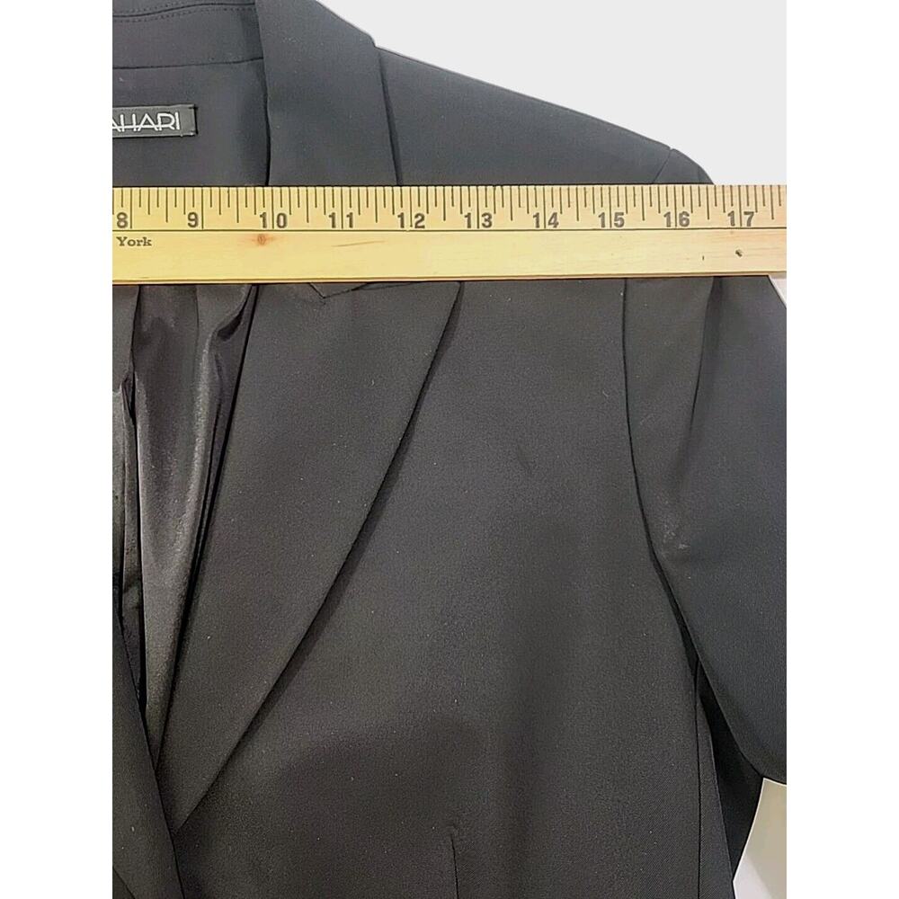 Tahari Women Blazer Jacket M 8 Black 3 Button Stretch Knotched Collar Lined - Picture 8 of 14